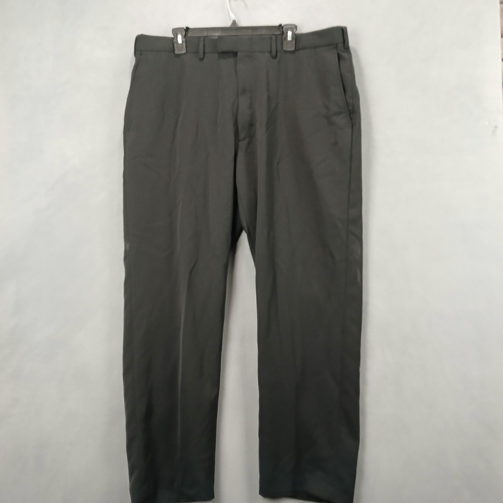 Kenneth Cole Reaction Dress Pants Men 40x32 Black Flat Front Straight Leg Formal